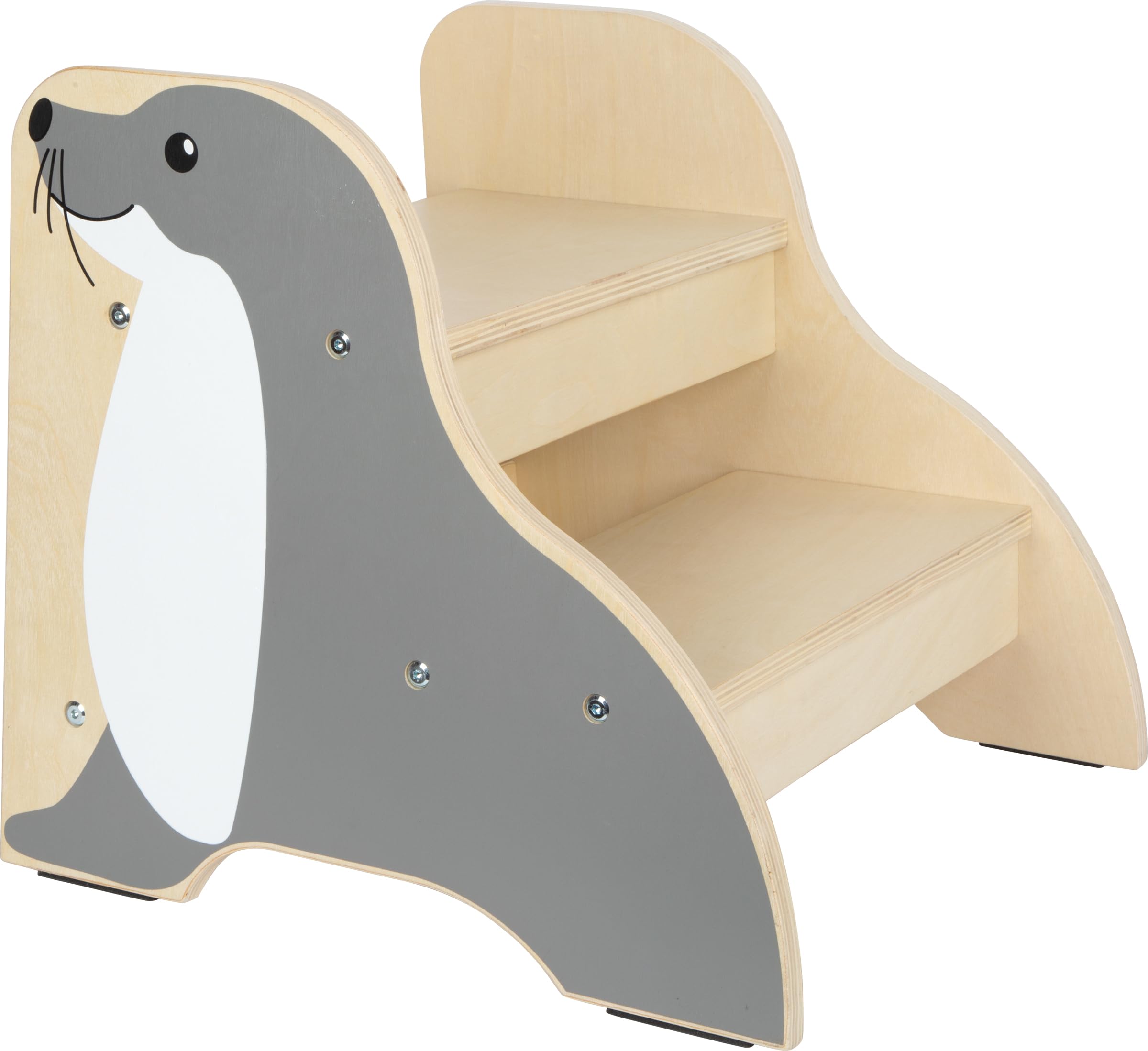 small Foot Tritthocker Seehund „Wildlife“ aus Holz, Stabiler und Rutschfester Hocker im Seehund-Design, bis max. 150 kg, für Kinder ab 2 Jahren, 12669