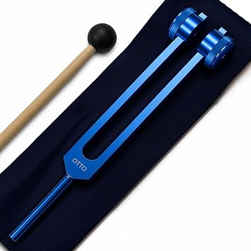 128 Hz OTTO Tuning Fork for Healing with Drawstring Pouch - OSTEOPHONIC application for Sound Healing and Biofield Therapy - Indigo