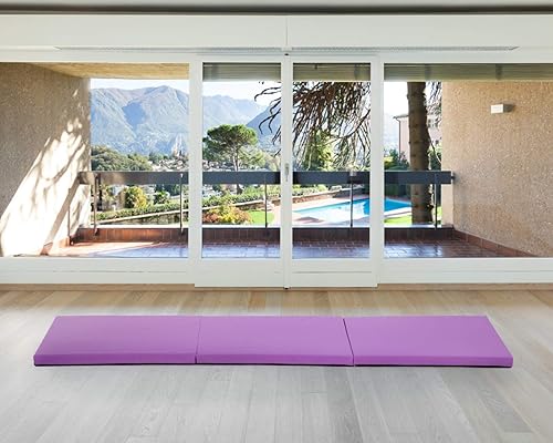 Vista 23 de Gymnastics Tumbling Mats Portable Gymnastics Mat Foldable Tumbling Mat 4'x8/2'x6' PU Leather Exercise Mat Yoga Mat with Carrying Handles for home