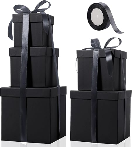 Cholemy 5 cajas de regalo para el día del padre con tapa y cinta, cajas de anidación cuadradas de tamaño mixto, caja de regalo, cajas de regalo para