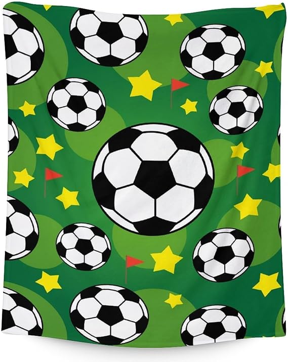 Mercuryelf Soccer Blanket Gifts, 30"x40" Funny Football Throw Blankets for Boys Kids, Cozy Lightweight Fleece Plush for Sofa Bed Room Decor
