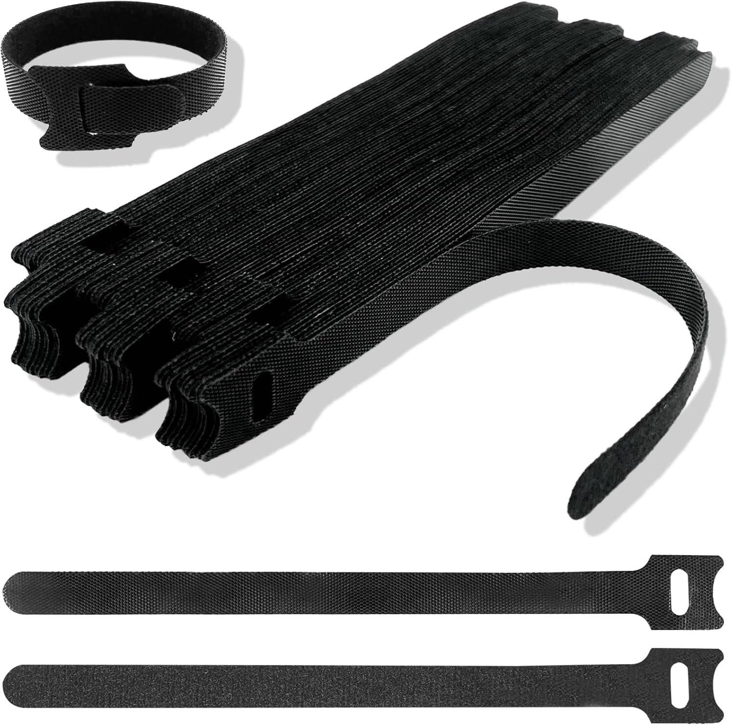 60-Pack Reusable Nylon Cable Ties – Adjustable Hook and Loop Cord Organizer Straps for Home, Office, and Outdoor Use