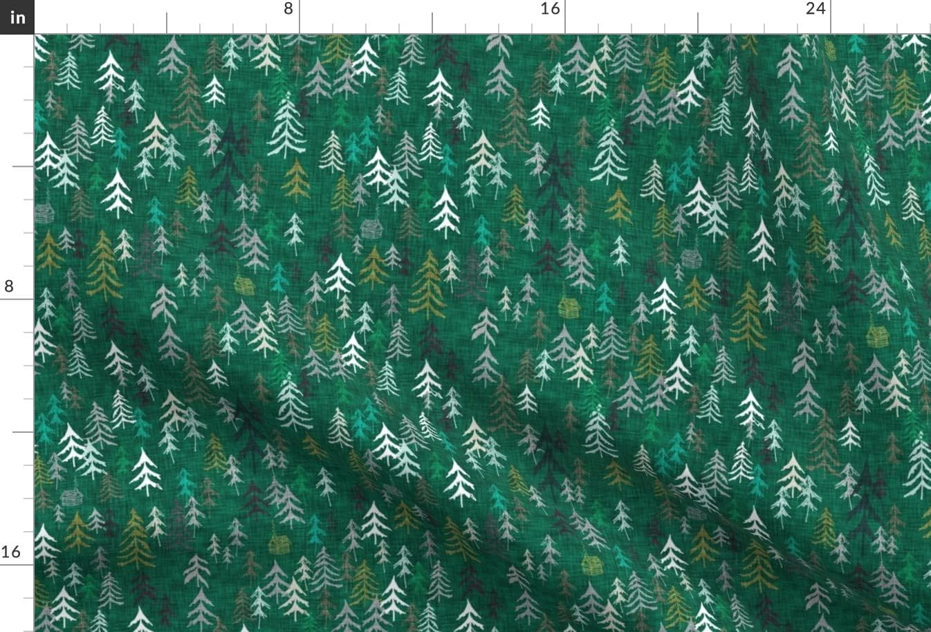 Spoonflower Fabric - Dark Green Forest Woods Pine Tree Hiking Adventure Christmas Printed on Upholstery Velvet Fabric Fat Quarter - Upholstery Home Decor Bottomweight Apparel