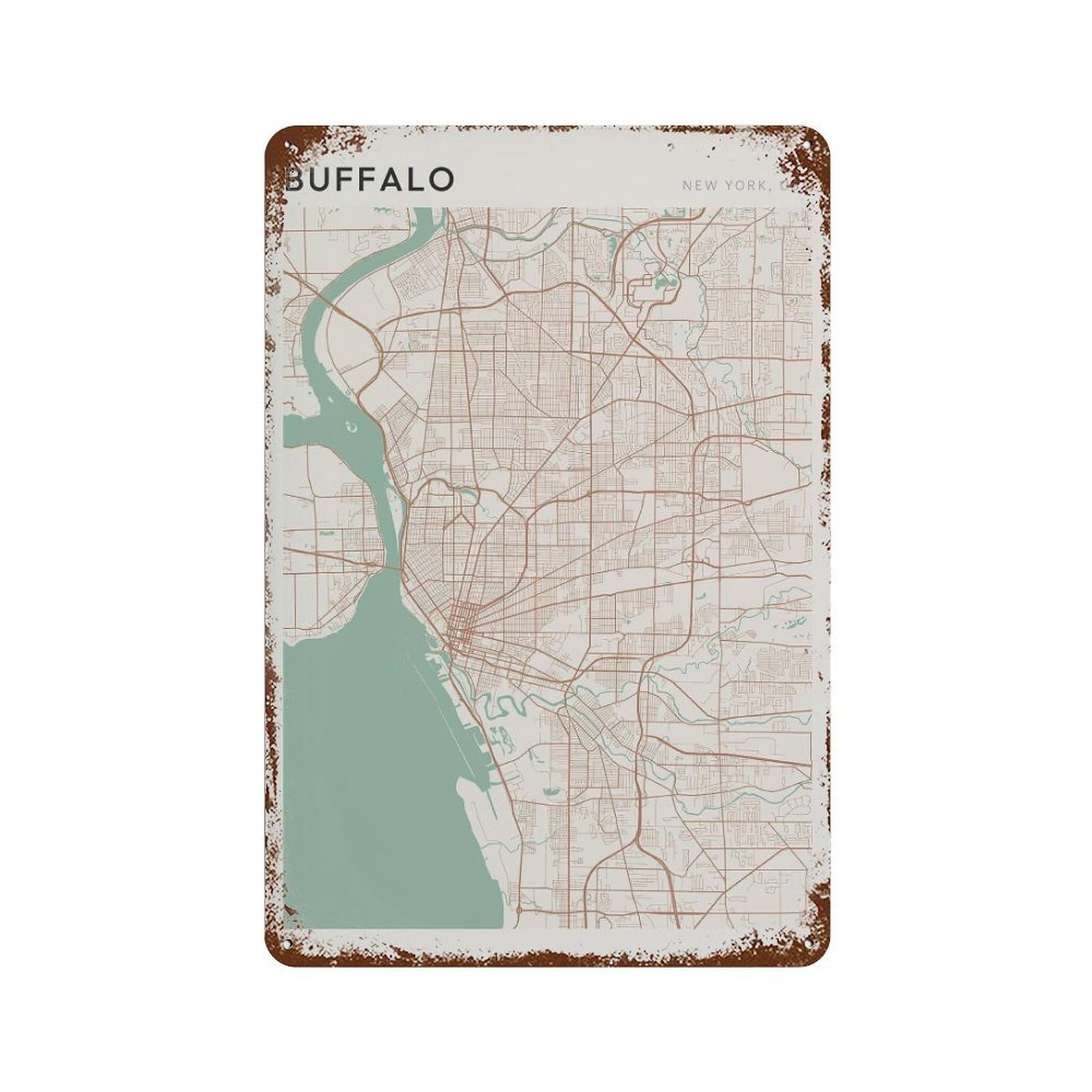 xiaoxiaoshen Buffalo Map New York Travel Gift Scandi (2) Wall Decor Art Metal Tin Poster Modern Home Decor Art Home Bar Shop Decorations Vintage Sign 30x20cm