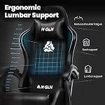 N-GEN Gaming Vidéo Gaming Chaise avec repose-pieds Lombar Support pour Home Office High Back Recliner Hauteur réglable Ergonomic Comfy chaise de bureau en cuir (noir de carbone)