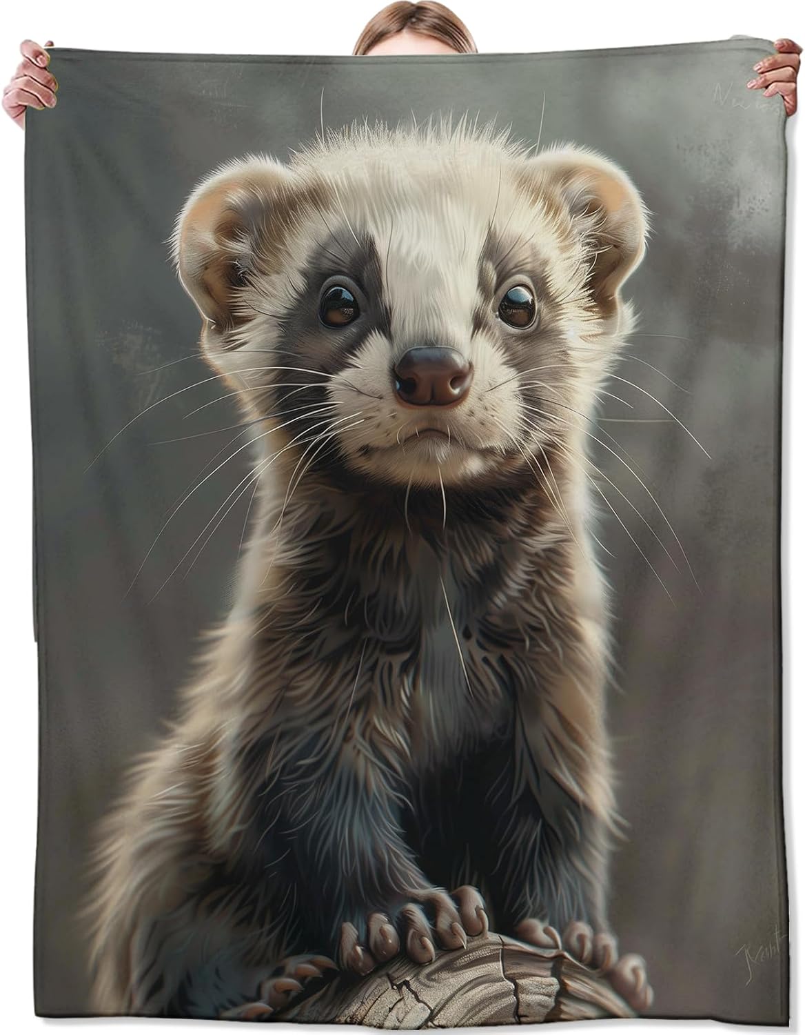 Ferret Blanket for Couch, Bed, Sofa - Soft Cozy Throw for All Seasons - Flannel Plush Lightweight Comfy Decor Gift for Adult Kids 50"60"