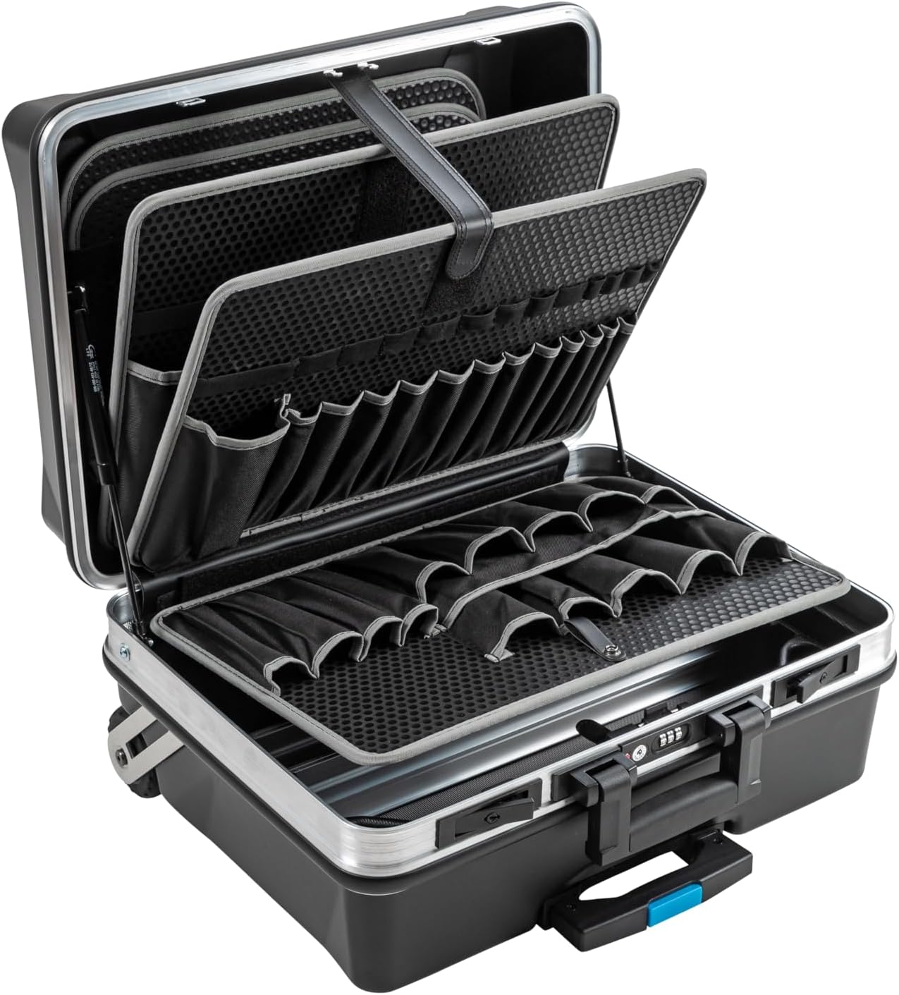 B&W International Orca 115.05/P-G Tool Box with Trolley Function and Gas Springs (HDPE Case, Volume 42 L, 500 x 372 x 228 mm Inside, Without Tools)
