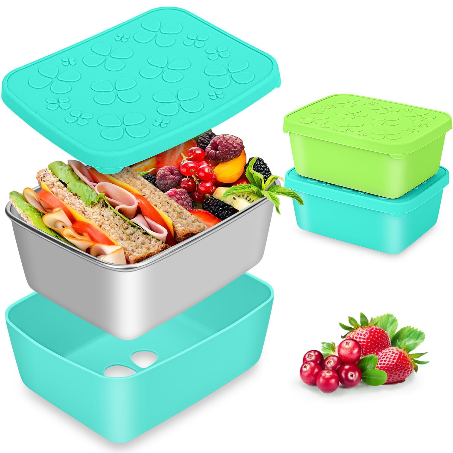 Oyrlize Snack Containers-Turquoise + Lime