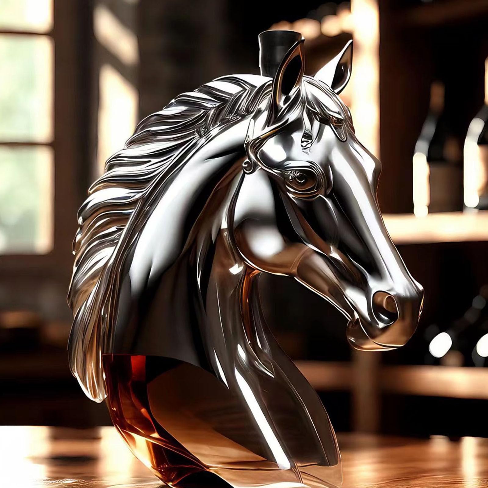 Contenitore Creativo per Whisky Ispirato alla Testa Cavallo, Bottiglia liquore Resistente alla Rottura, Regalo per Appassionati Bourbon, Decanter per Whisky a Forma Testa Cavallo