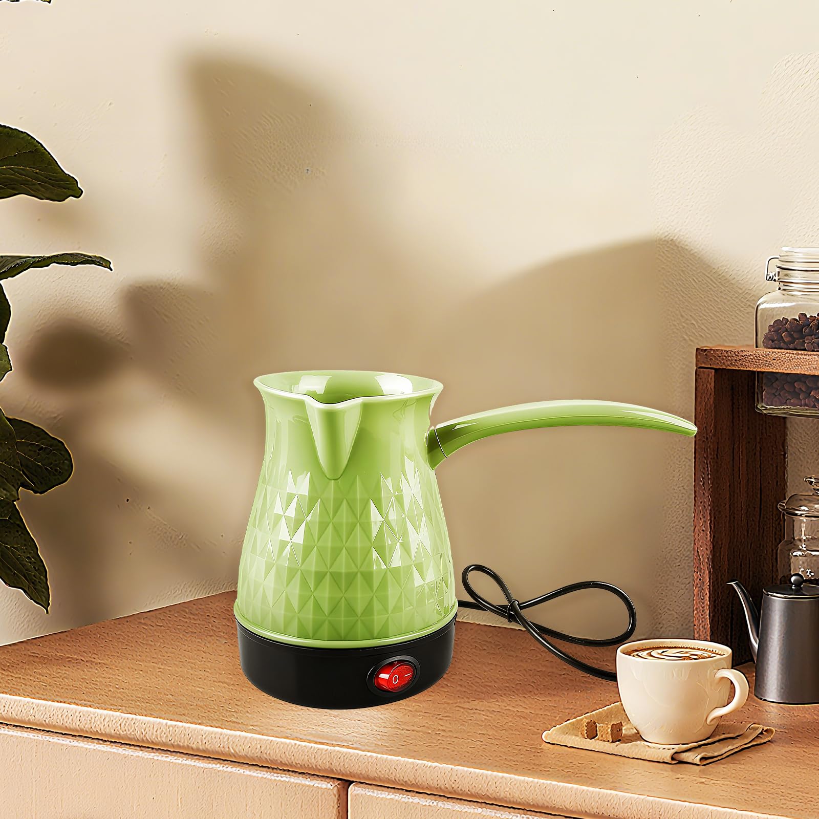 Caffettiera elettrica turca 500 ml 600 W – Macchina da caffè elettrica lavabile verde – per caffè turco, moka e tè, ideale per casa e ufficio