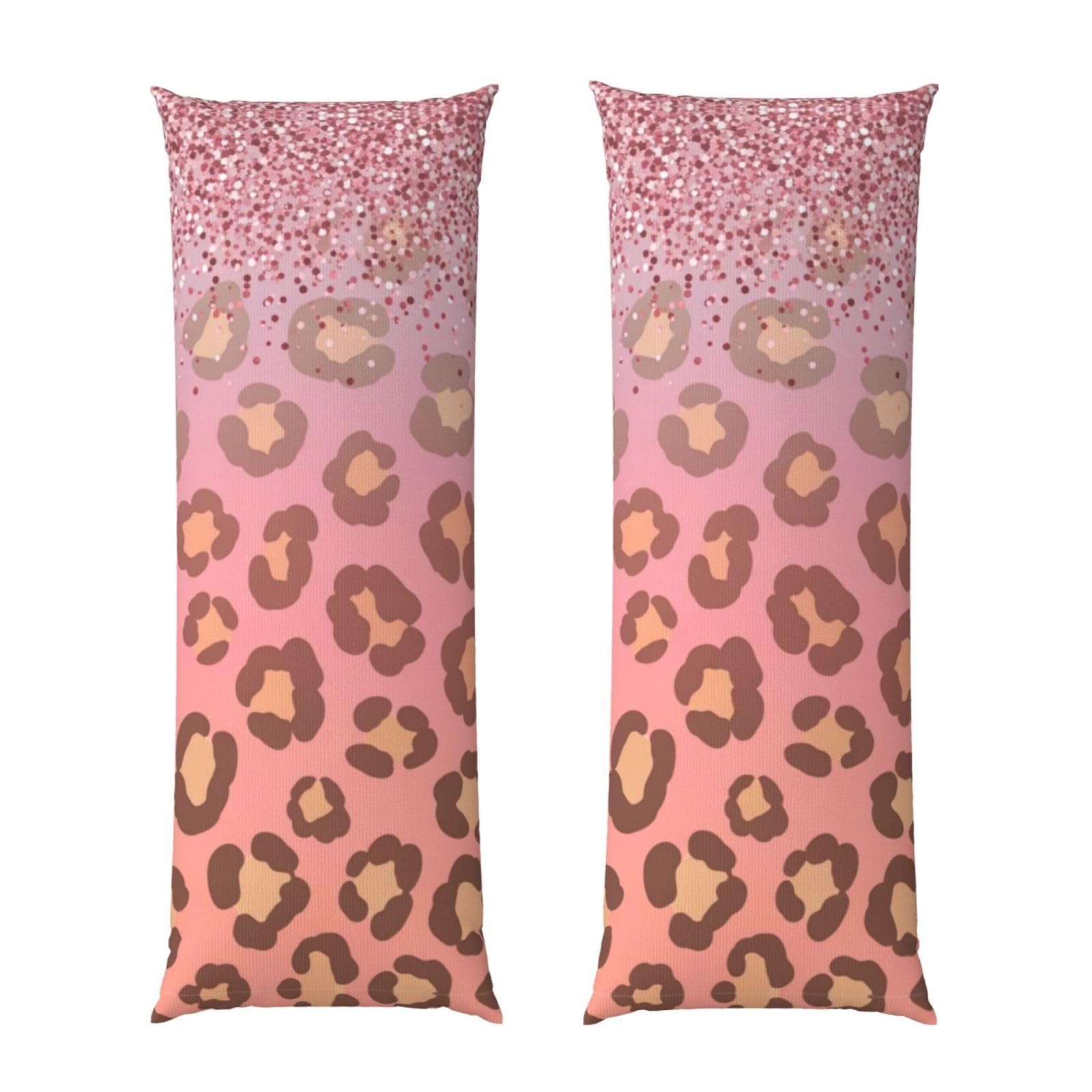 Body Pillow Cover 20x54 Inch, Rose Gold Glitter Pattern Pink Cheetah Leopard Print, Soft Long Pillowcase with Hidden Zipper, Breathable Cushion Protector for Bed Couch Sofa Home