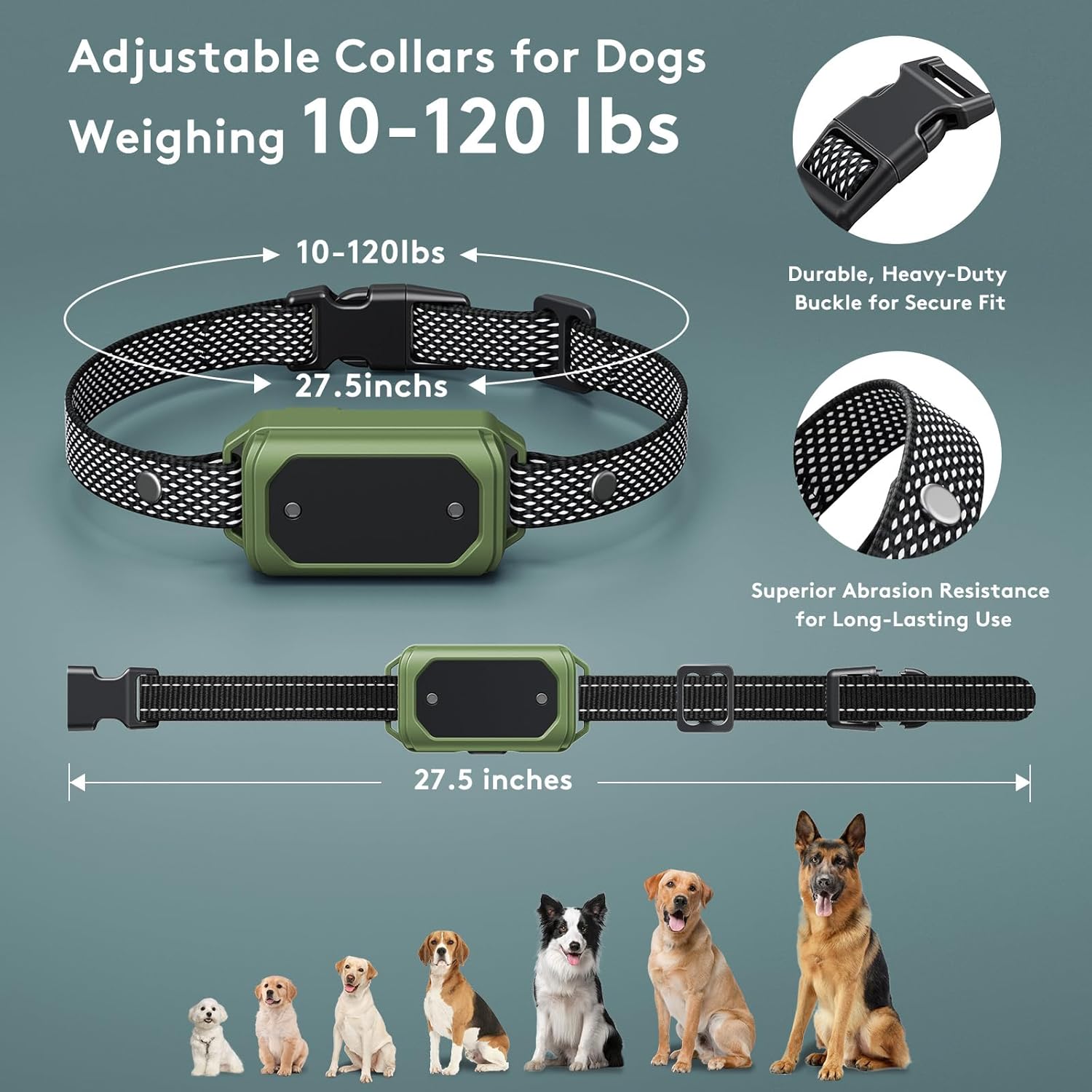 Wireless Dog Fence & Training Collar – Waterproof Electric Fence System with Remote, Pet Containment, Adjustable Range 33–1000ft, Safe Shock/Vibration/Beep Modes (Green)