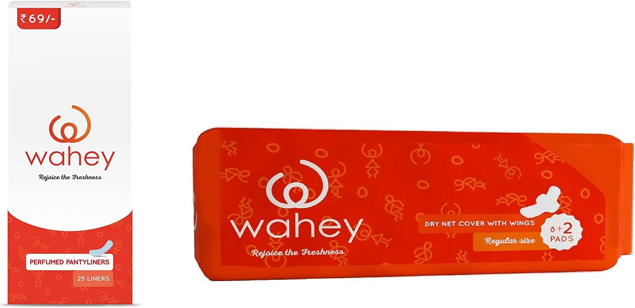Wahey Combo Pack Of Panty Liners (25 liners) and Sanitary Pads/Napkins with Wings (10 Pads, Regular size)