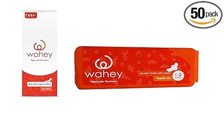 Wahey Combo Perfumed Panty Liners (25 Liners) & Sanitary Pads/Napkins With Wings (10 Pads, Regular Size)