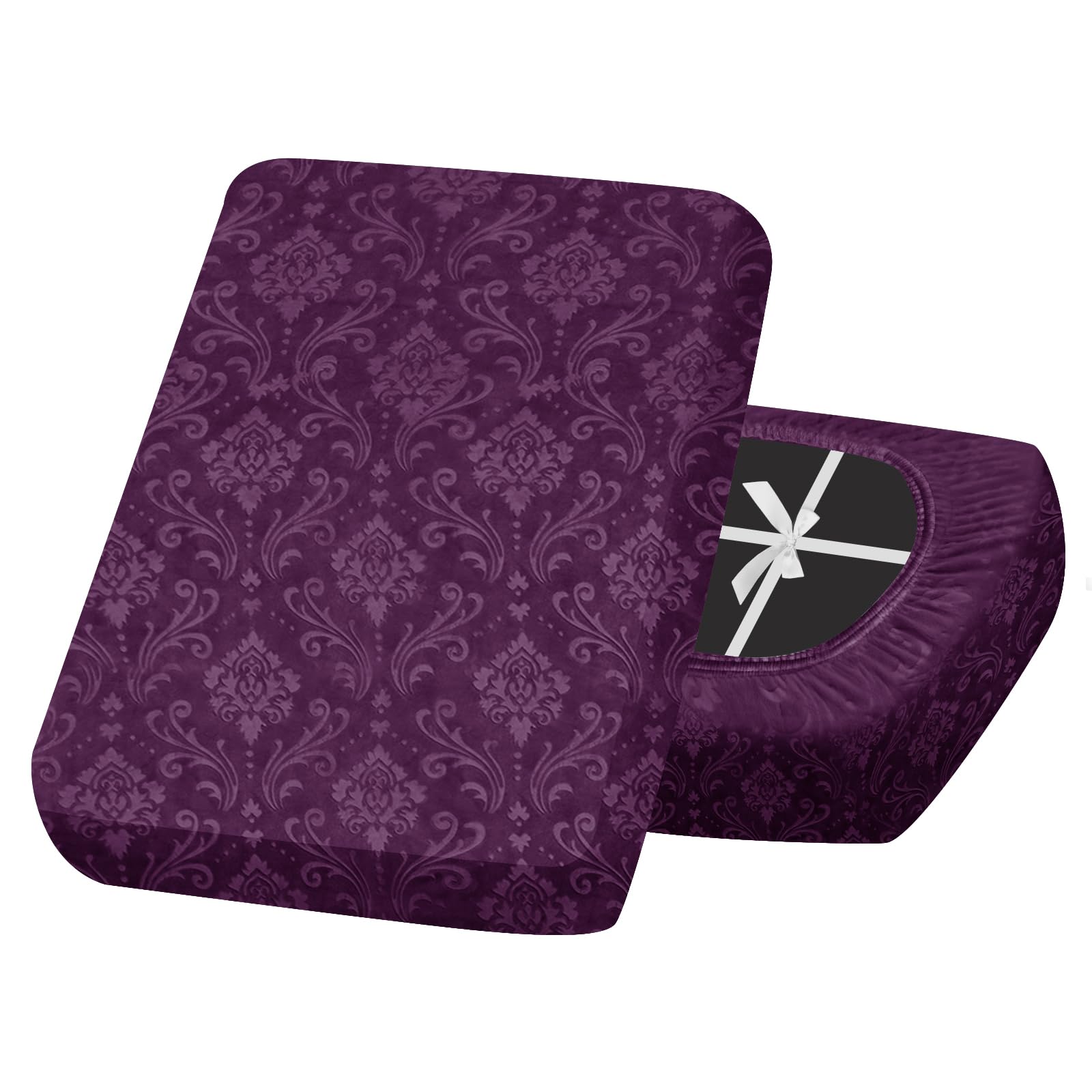 SYLC Sofa Seat Cover Velvet Embossed, Non Slip Stretch Sofa Cushion Covers with 4-ties, Fitted Sofa Cover for Settee/Couch/Caravan/Motorhome (Purple,1pc Large 3-seat) โ image 1