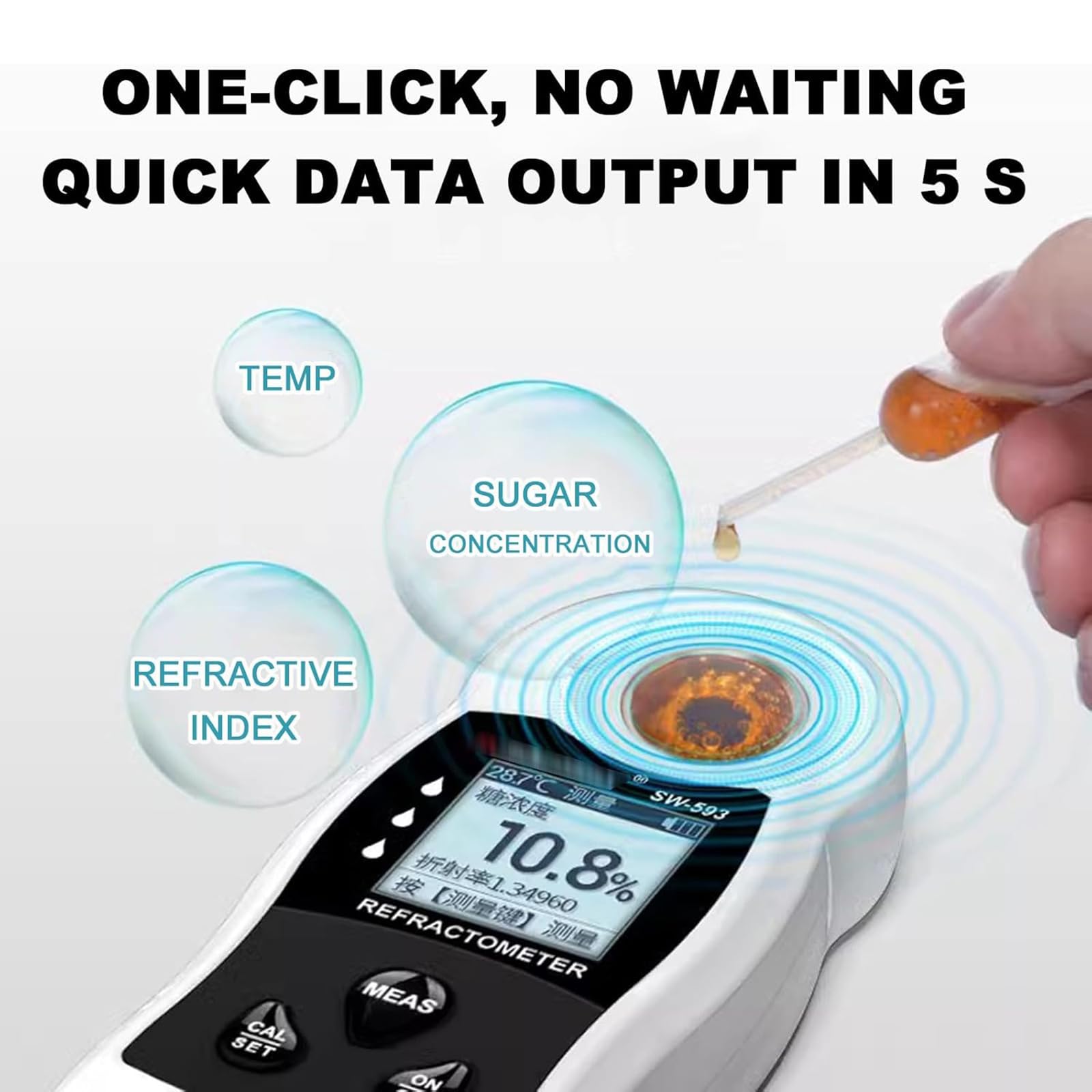Brix Rifrattometro Digitale 0-32%/0-50%, Compensazione Automatica Temp, Misuratore di Zuccheriera per Frutta, Vino, Birra