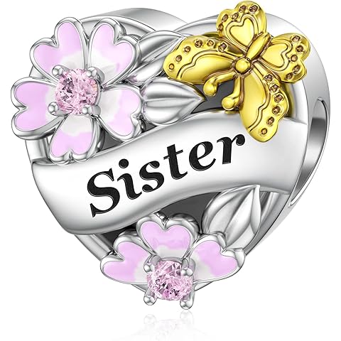 DALARAN 925 Sterling Silver Mother Daughter Sister Wife Friend Grandma Charms Bead for Charm Bracelet Necklace