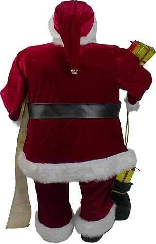 Miniatura 5 de Northlight Figura de Navidad tradicional de Santa Claus de 32 pulgadas con lista de nombres y bolsa de regalo