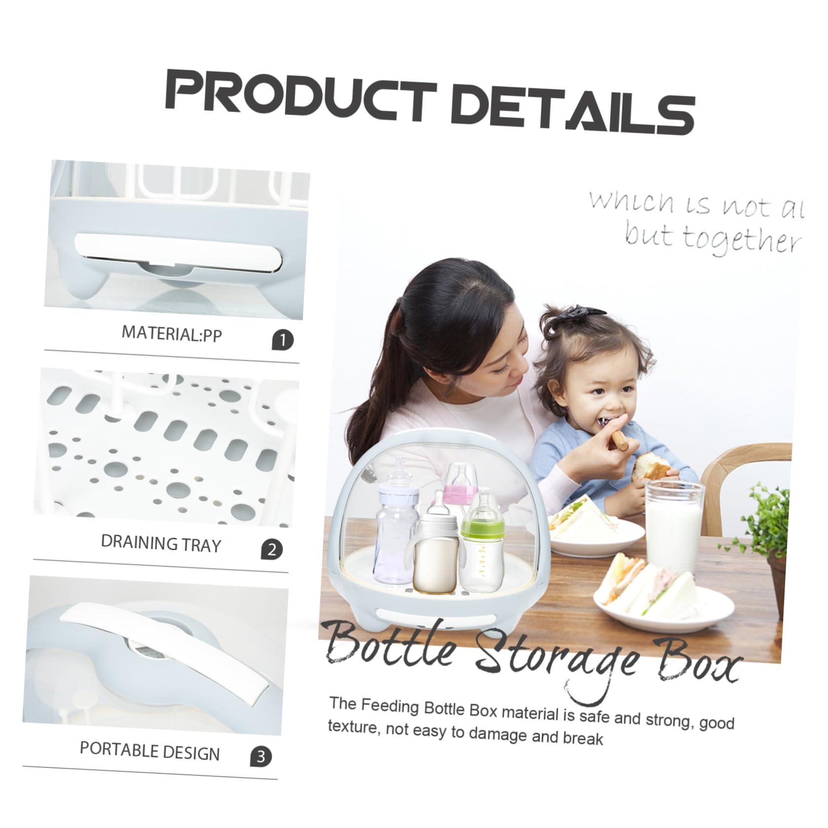 PACKOVE Boîte de Séchage pour Bouteilles Bleu en PP, Résistant aux Dommages, Utilisable à Sec et Humide, Organise Biberons et Vaisselle pour Bébé, Cuisine