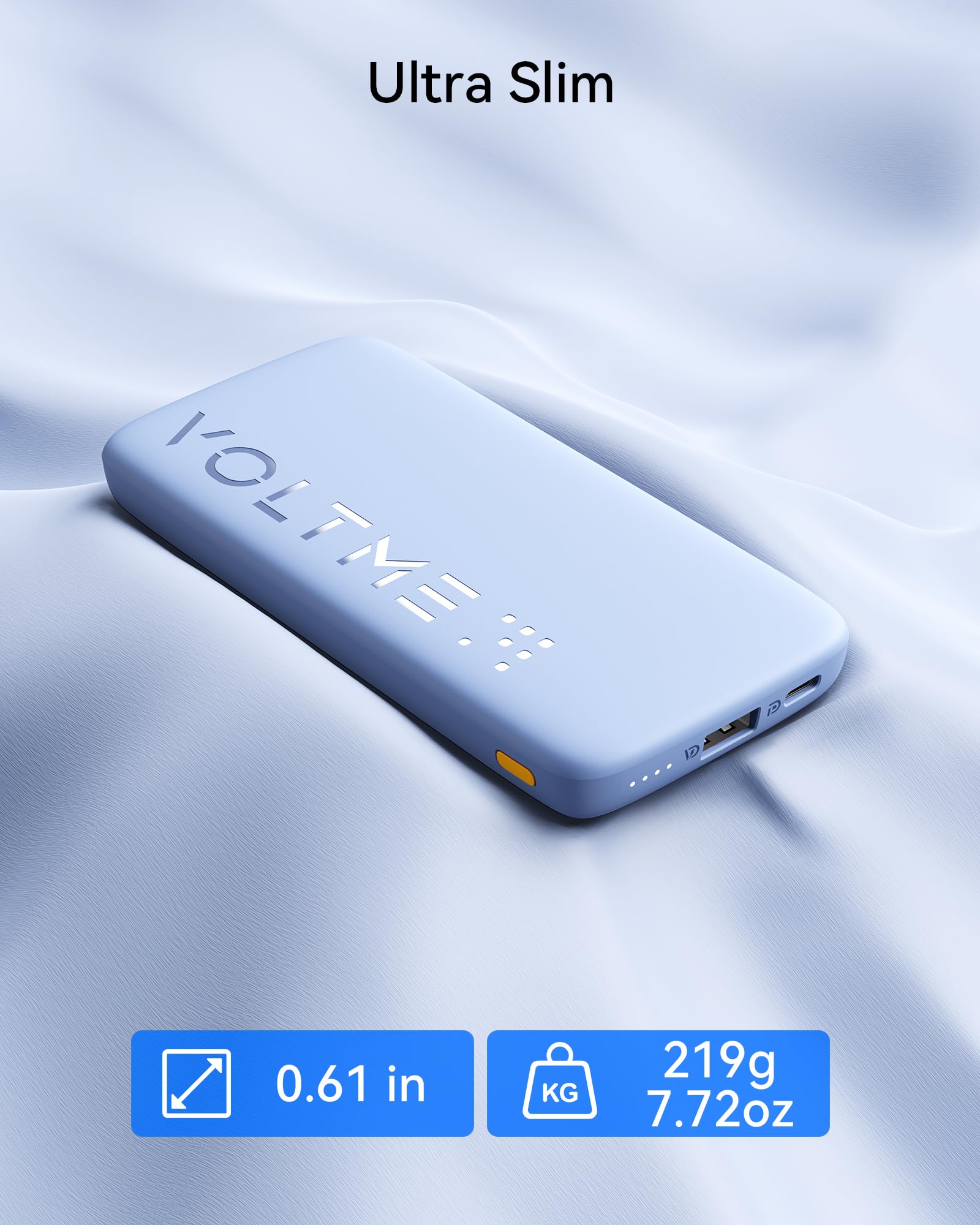 Power Bank VOLTME HP10A Hypercore 10K, Essential Externe Batterie Powerbank 2-Port Blu Potenza Portatile per Cellulare Ricarica 10.000 mAh Rapida con USB-C/A per iPhone 16 15 14 / Samsung/Xiaomi