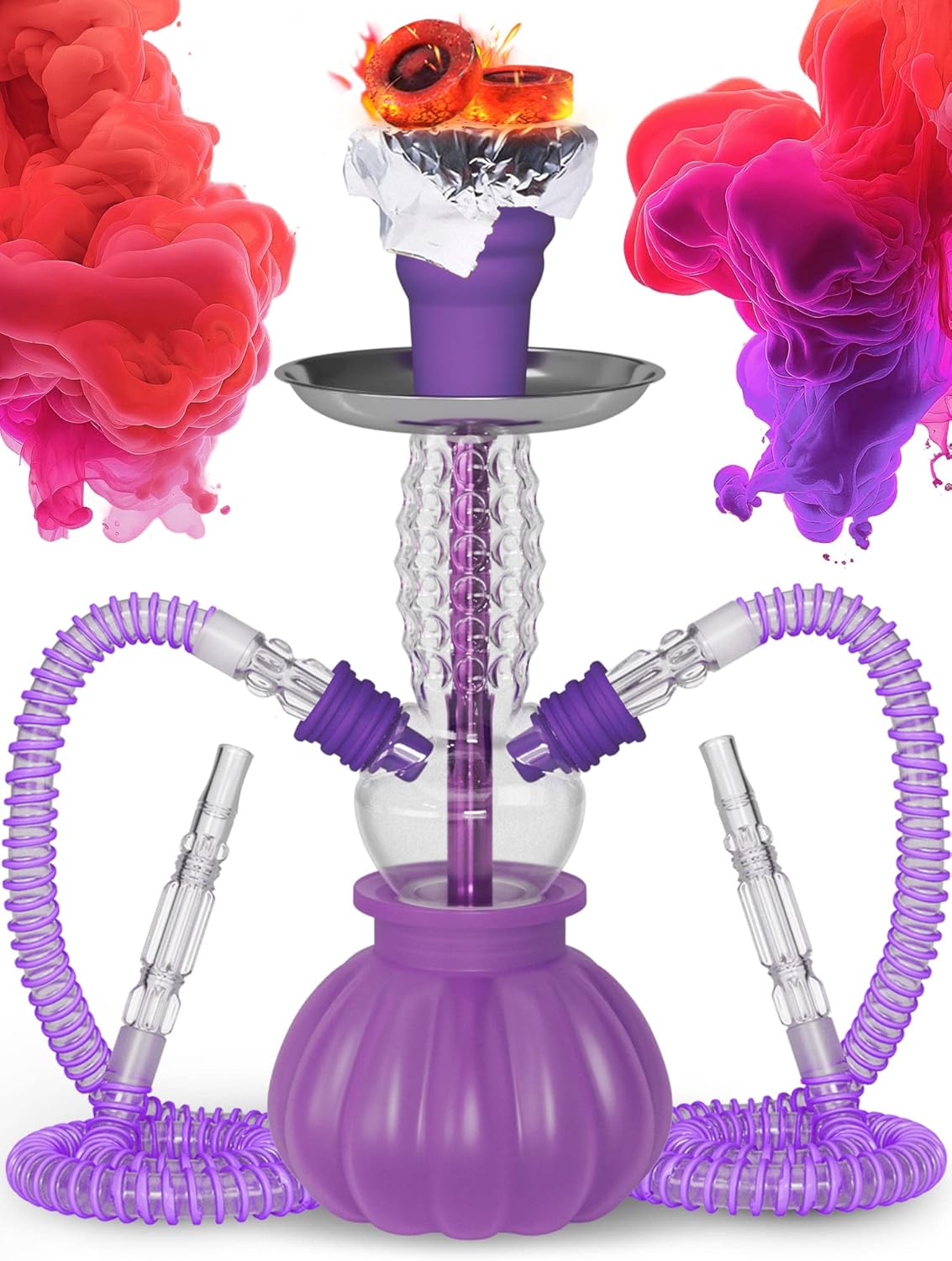 M. ROSENFELD Purple Hookah Set 2 Hose Hookah Picolo 12