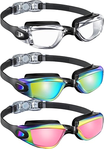 Kids-Goggles-Swimming Goggles Kids Swim Anti Fog Kids Goggles with UV400 and No Leak for Child Teen 3 Packs Age 6-16