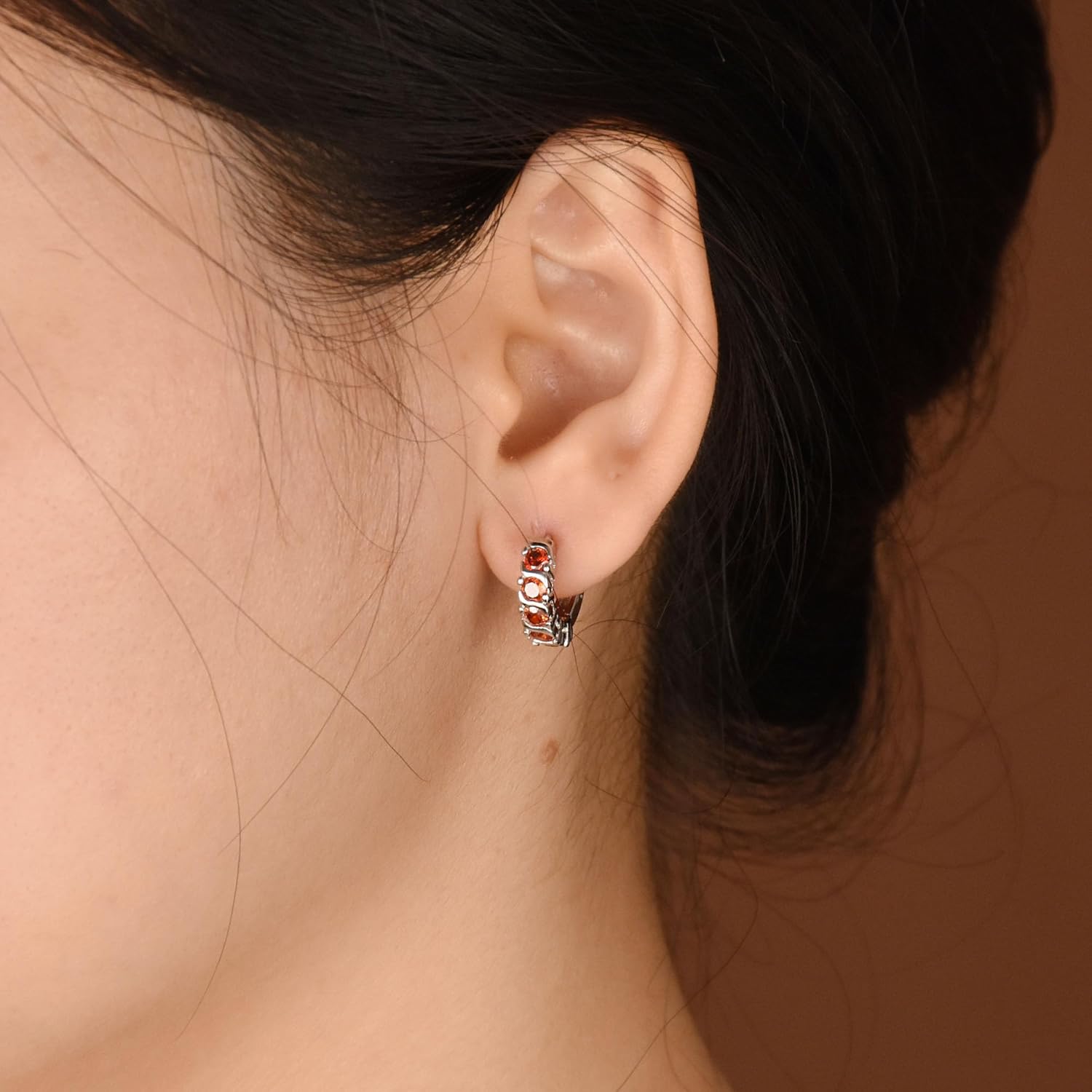 Round Solitaire Cubic Zirconia AAA CZ S-Style Wave Kpop Huggie Hoop Earrings For Women .925 Sterling Silver More Colors