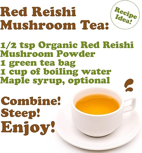 Miniatura 8 de Polvo de hongos reishi rojos orgánicos, 8 onzas, superalimento vegano natural para inmunidad y bienestar holístico. Rico en antioxidantes y lleno de