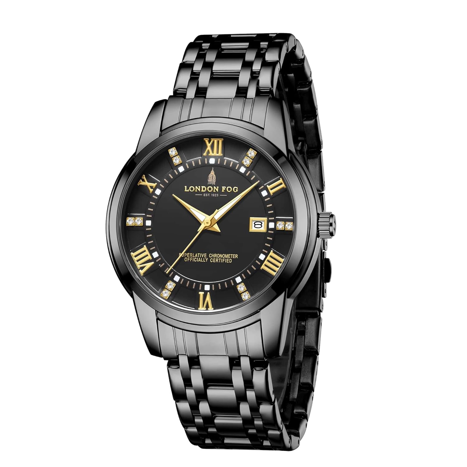 London Fog Regent Collection Analog Quartz Watch for Men with Round Dial and Stainless Steel Strap, Metal Case, Date Display, Luminous Hands & Hour Markers, Water Resistant London Fog Regent Collection Analog Quartz Watch for Men with Round Dial and Stainless Steel Strap, Metal Case, Date Display, Luminous Hands & Hour Markers, Water Resistant