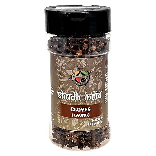 Shudh India Clavos enteros (lanzamiento) ideal para alimentos, té, bolas de pomandro y popurrí, seleccionados a mano, especias ~ tarro de PET,