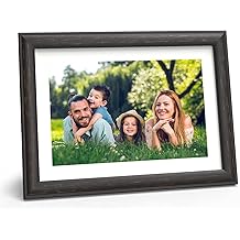 Marco de imagen digital WiFi 8 -inch - Marco de fotos inteligente con pantalla t&aacute;ctil - Marco de imagen el&eacute;ctrico Compartir fotos y videos a trav&eacute;s de App Cloud con marco de madera marr&oacute;n por FLYAMAPIRIT