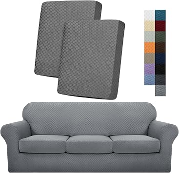 YEMYHOM 4 Pieces Couch Cover + 2 Piece Normal Cushion Cover Light Gray