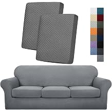 YEMYHOM 4 Pieces Couch Cover + 2 Piece Normal Cushion Cover Light Gray