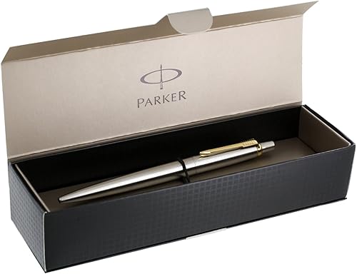 Miniatura 2 de Parker Jotter GT - Bolígrafo retráctil de acero inoxidable (borde dorado), color negro, NA, Azul (Blue Ink)
