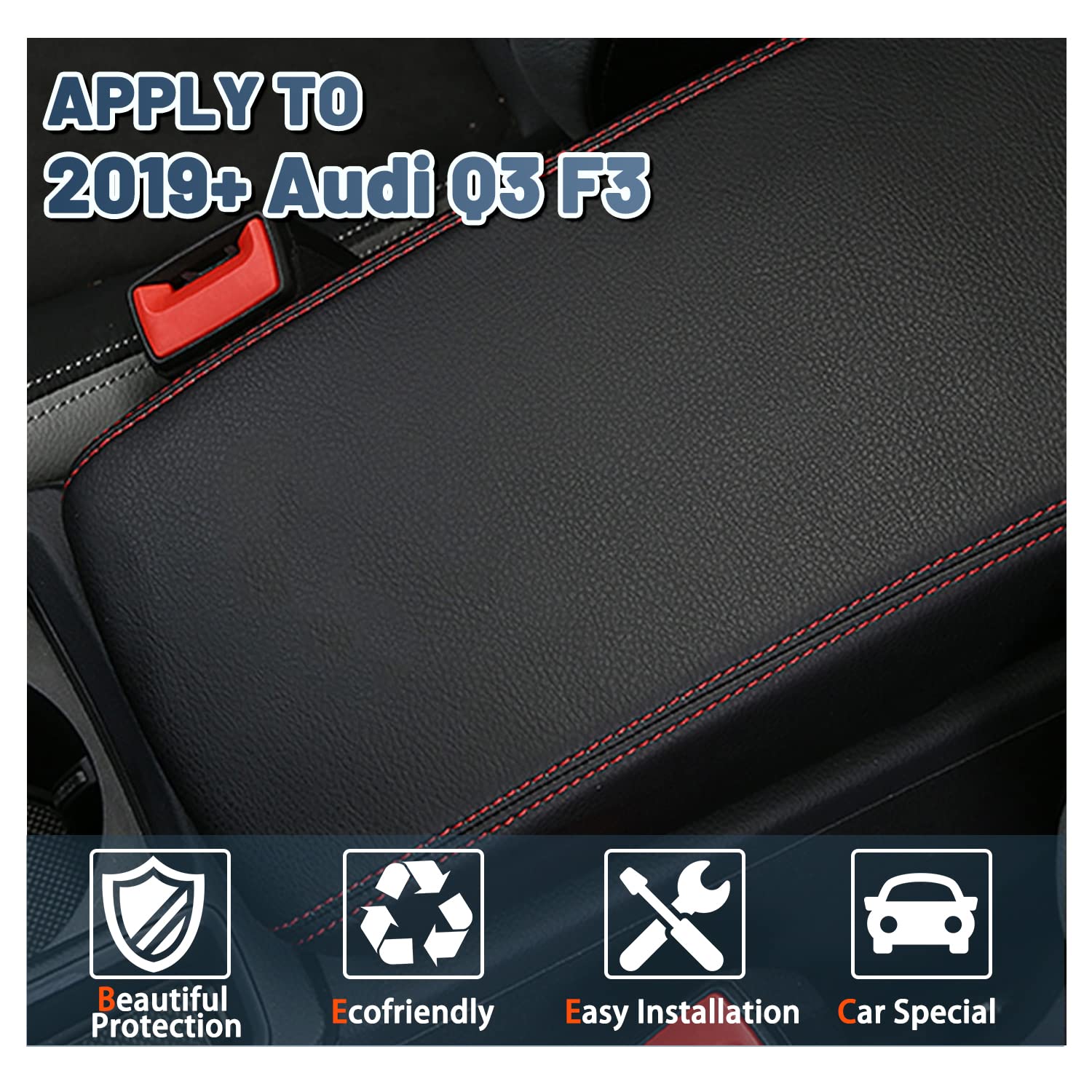 Ruiya Compatibile con Audi Q3 F3 2019-2025 2026 Copri Bracciolo, Copertura per Bracciolo Copribraccioli Audi Q3 Centrale Bracciolo Copertura Protezion Bracciolo Protezione Audi Q3 Accessori