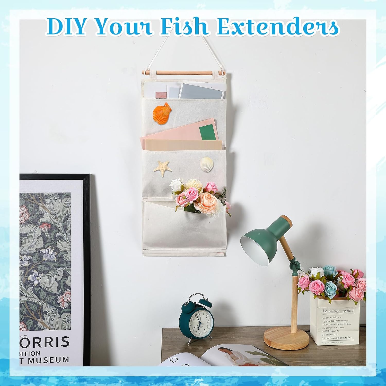 Riakrum 2 Pcs Fish Extenders Cruise Gift Hanger with 3 Pockets 2026 Fe Hanging Cabin Door Organizer Line for Travel Cruise Essentials Gift Exchanges and Pixie Dust(White)