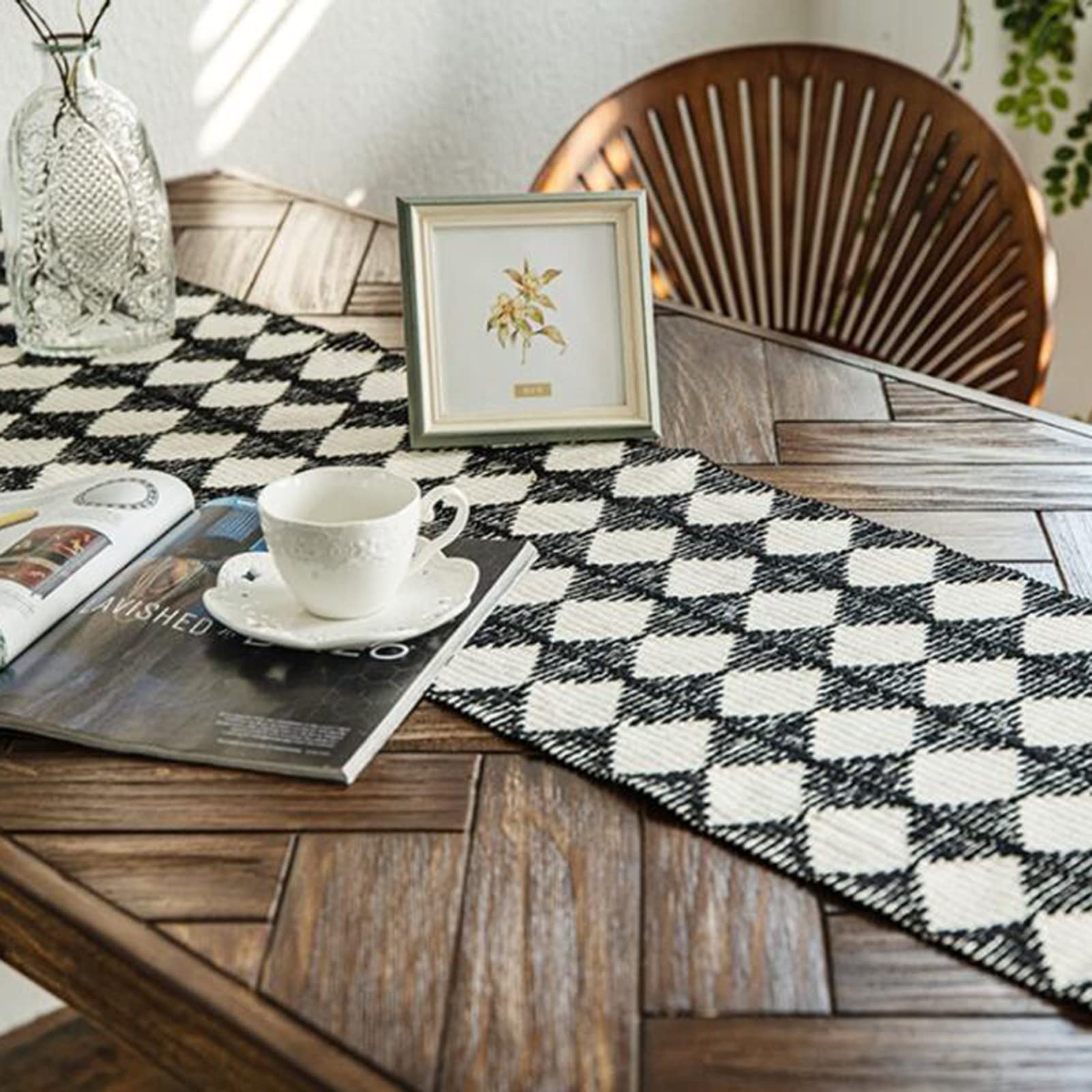 Chemin de Table à Franges en Coton et Lin, Chemin de Table à Manger ou Commode Gris à Point d'ourlet Fait à la Main pour Mariage, décoration de Festival (Couleur : Blanc, Taille : 30 * 180 cm)