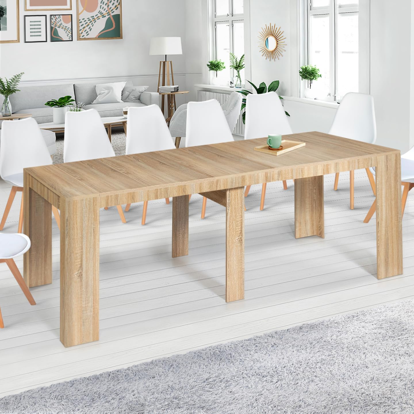 IDMarket - Ausziehbarer Konsolentisch Orlando 14 Personen 300 cm Holz in Buchenoptik