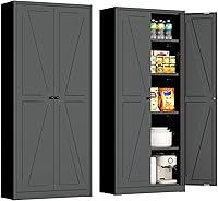 Vista 18 de INTERGREAT Gabinete de almacenamiento de metal con puertas con cerradura, gabinetes de almacenamiento de acero con cerradura con 2 puertas y Negro