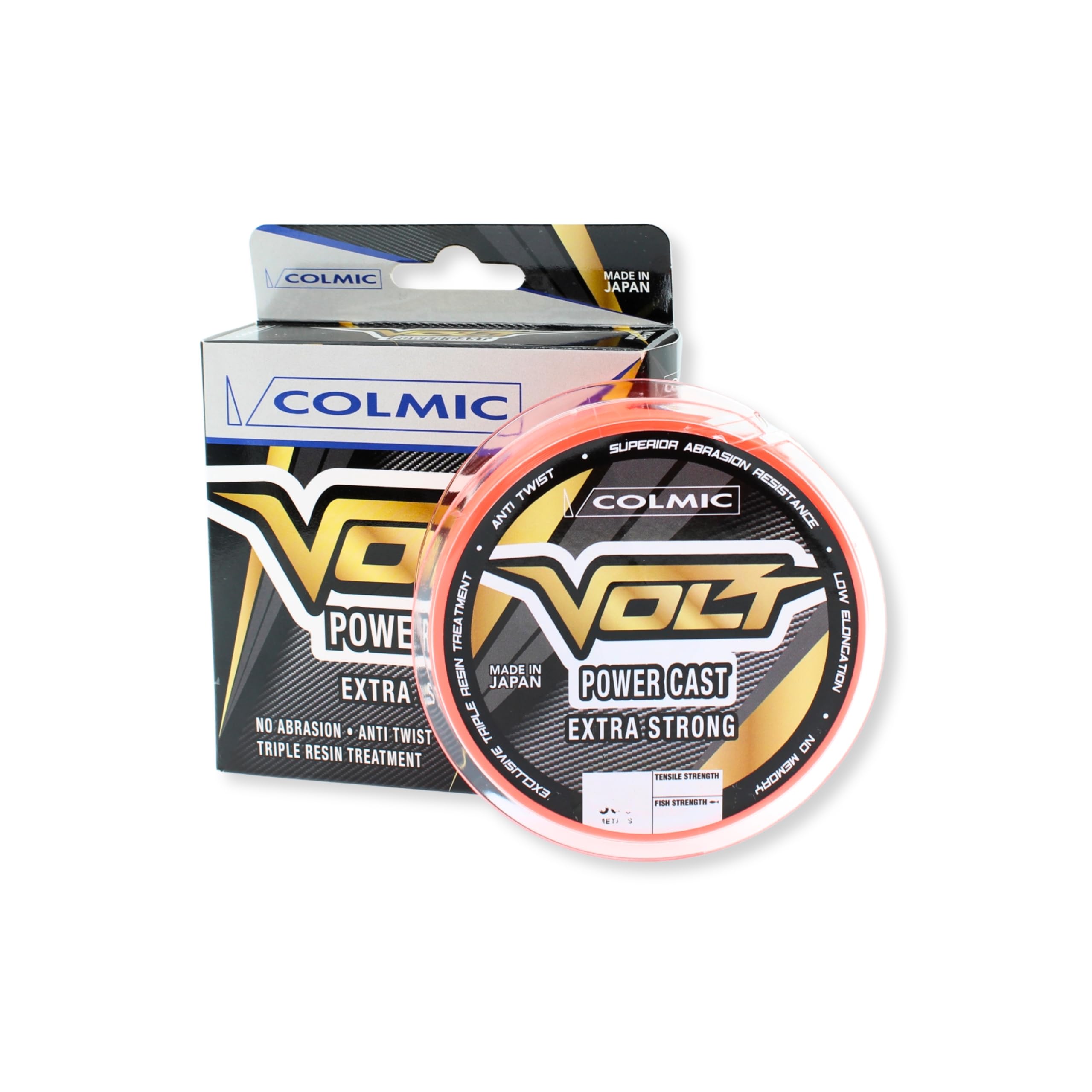 Colmic Volt Power Cast – Monofilamento de Pesca Fabricado en Japón para Surfcasting y Mar – Extra Strong, Alta Visibilidad, Anti Twist, Fluorine Triple Resin, Bobina 300 m/1000 m