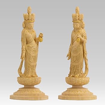 Amazon.co.jp: 極小仏 十一面観音－12.5cm向源寺型（木製：ツゲ 金泥
