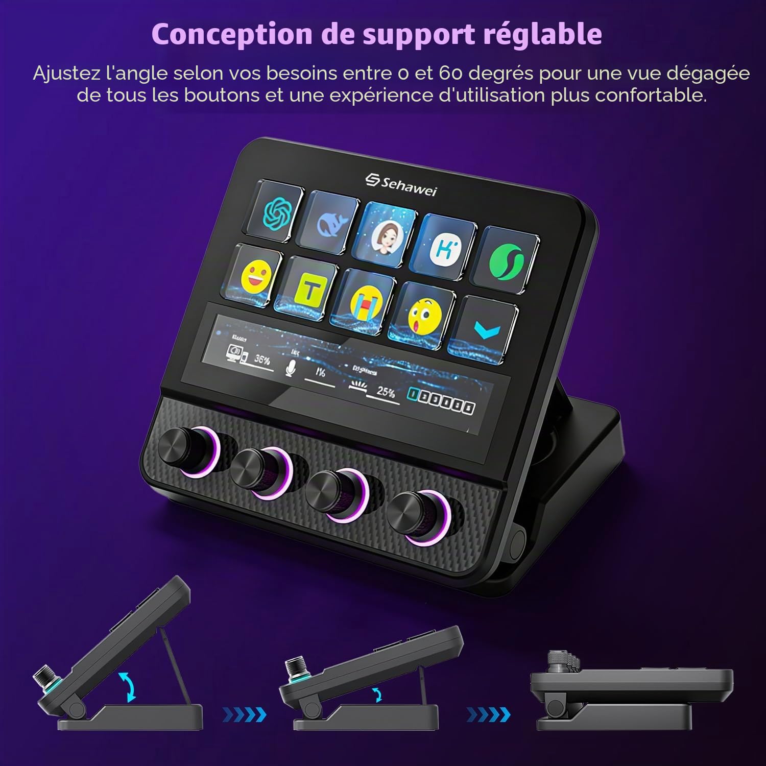 Sehawei Stream Controller Deck pour Mac/PC,Console de mixage