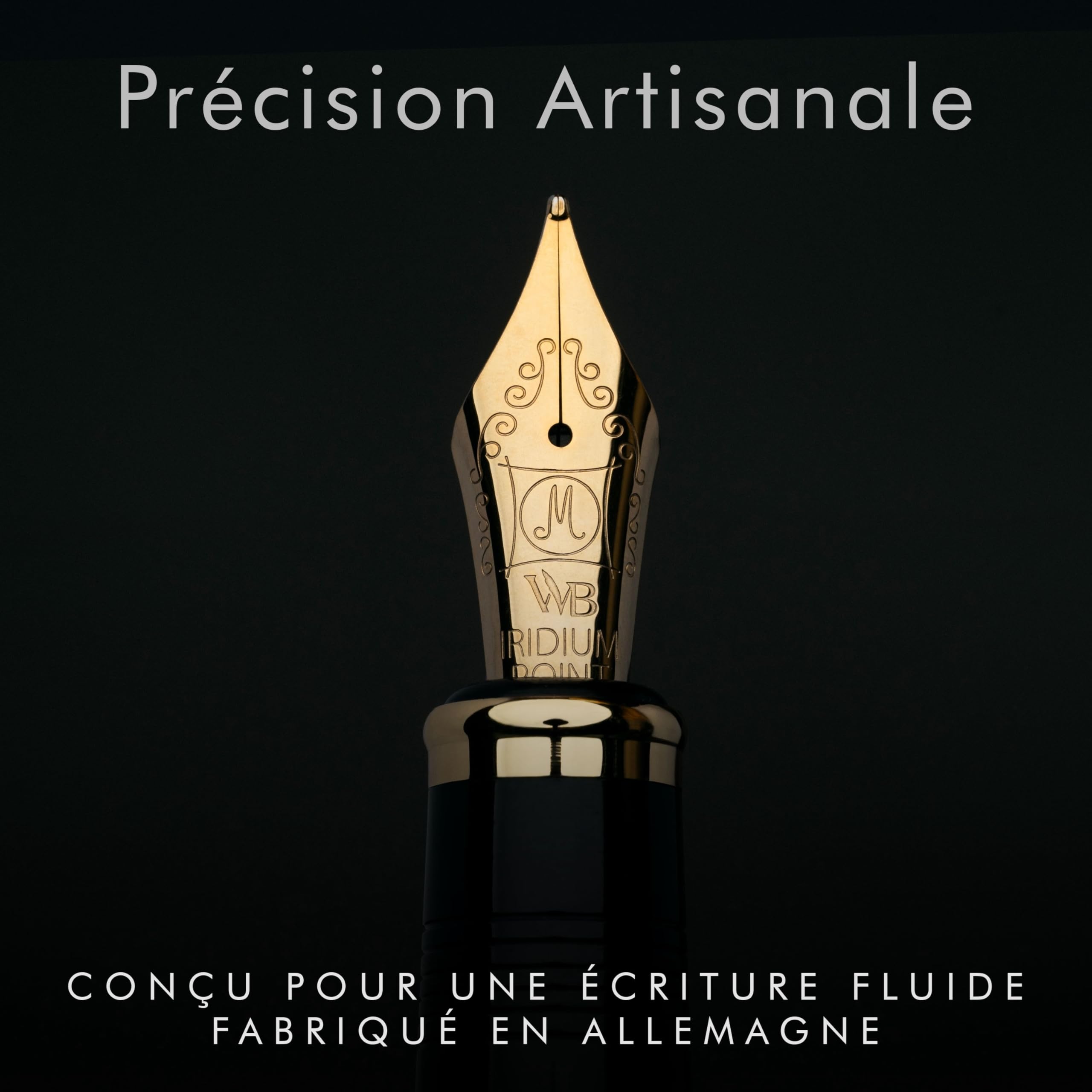 Wordsworth & Black Stylo plume Majesti (Or Noir), étui de luxe, finition chromée, 24 cartouches d'encre Iridium pointe moyenne, kit-cadeau Stylo plume rechargeable pour hommes et femmes