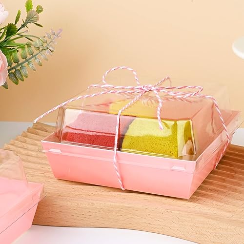 Miniatura 5 de ZORRITA Paquete de 50 cajas de papel para embutidos con tapas transparentes, cajas desechables para sándwich, recipientes cuadrados para alimentos