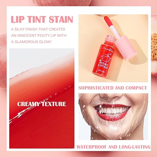 Miniatura 6 de 6 colores de tinte de labios coreano, mini lápiz labial líquido hidratante, tinte de labios y mejillas multiusos, alto pigmento natural, de larga