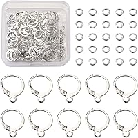 Vista 7 de 160 ganchos para aretes de palanca de 5 colores, latón con cierre de palanca, aretes de aro franceses con 300 anillos de salto para bricolaje