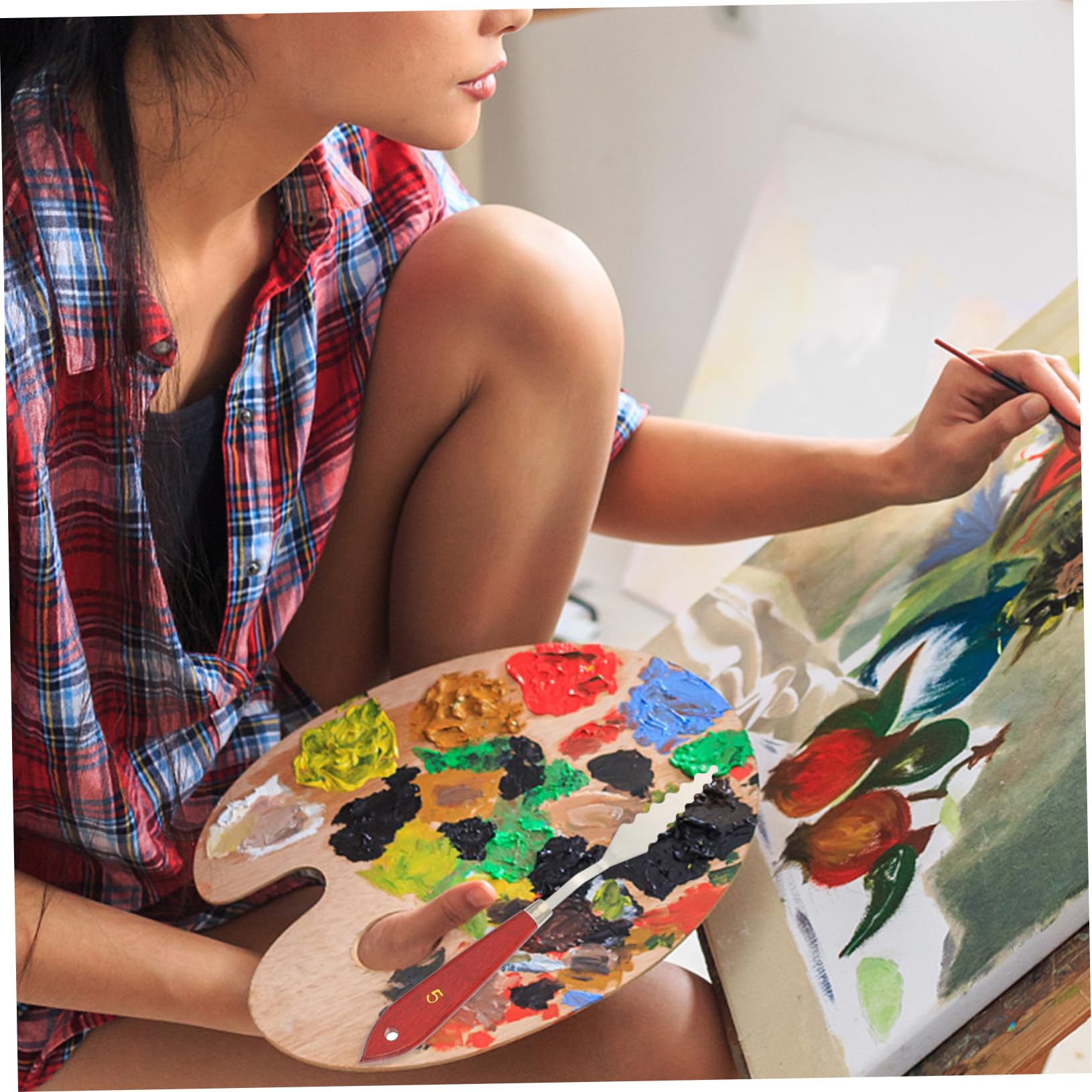 DOITOOL Mixed Media Art Supplies 5pcs Oil Painting Knife Palette Knife Spatula Tool Art Spatula Drywall Scraper Painting Supplies