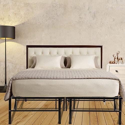 Miniatura 2 de Base de cama de tamaño matrimonial, resistente y antideslizante, con soporte de listones de acero, plataforma duradera y fuerte, base de cama de