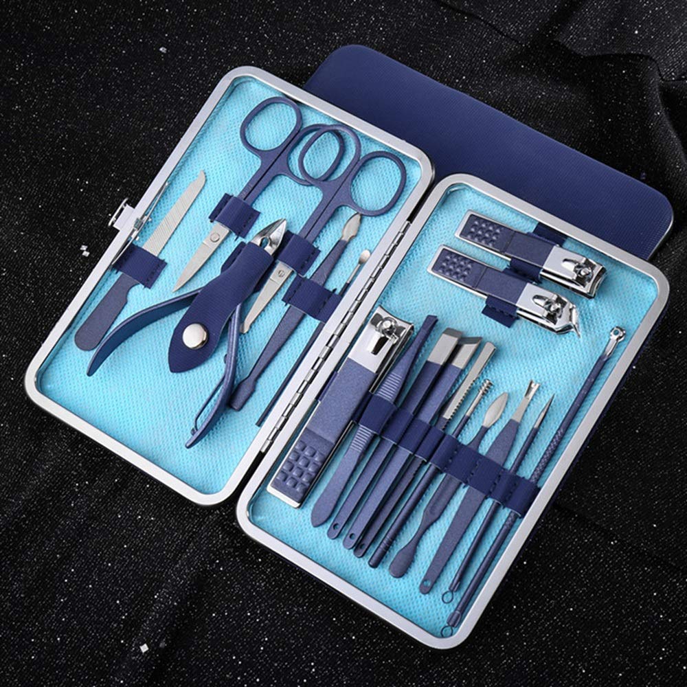 Zestaw do manicure 18/12/10/7 szt. Cool Blue Matte Texture Obcinacz do paznokci ze stali nierdzewnej Zestaw Beauty Pedicure Knife Profesjonalny zestaw narzędzi do manicure Pedicure Set Nail Kit (kolor