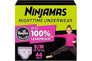 Pampers Ninjamas Nighttime Bedwetting Underwear for Girls, Size S/M